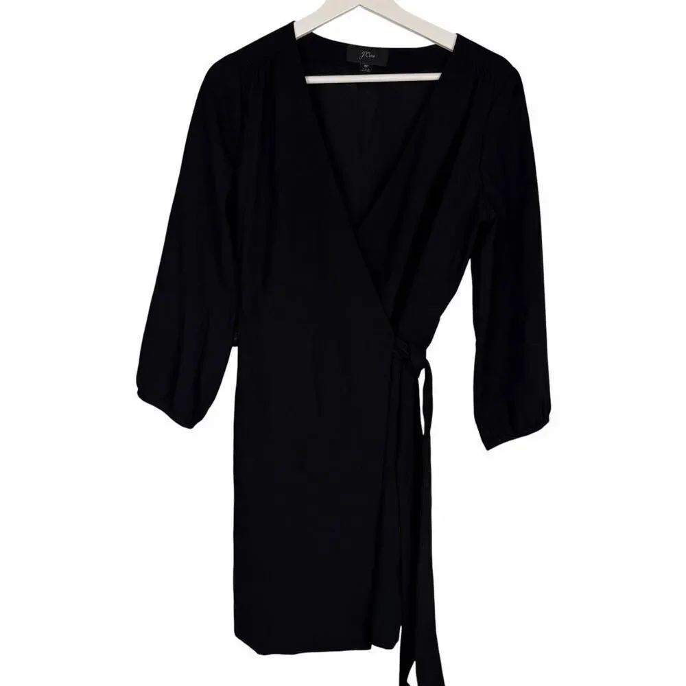 J. Crew Womens 6P V-Neck Wrap Dress Black